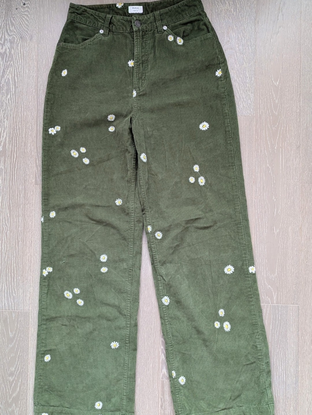 RVCA Corduroy Daisy Embroidered Pants